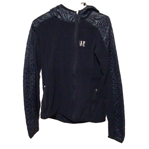 Abercrombie & Fitch Women’s Blue Hooded Fleece Quilted Zip Jacket Size Medium - Picture 1 of 5